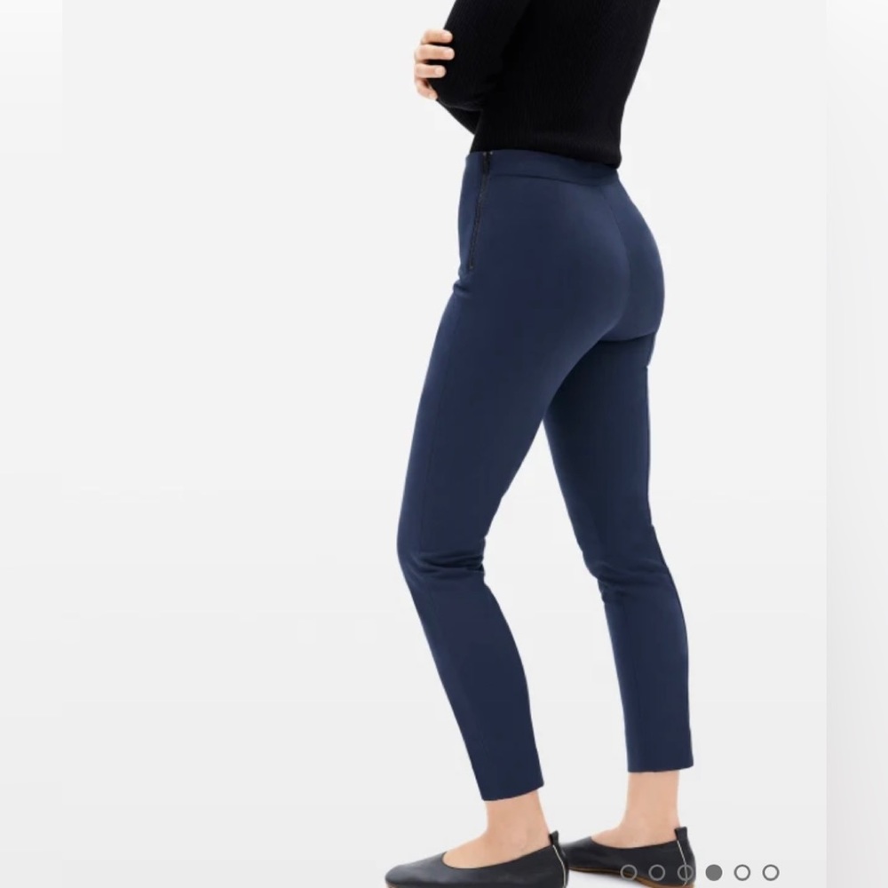 Everlane The Side-Zip Stretch Cotton Pant in Atlantic Blue SZ 4 high waist